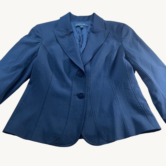 Lafayette 148 New York Jackets & Blazers - Lafayette 148 New York Size 10 Petite Black Wool Peak Lapel Fitted Blazer Jacket